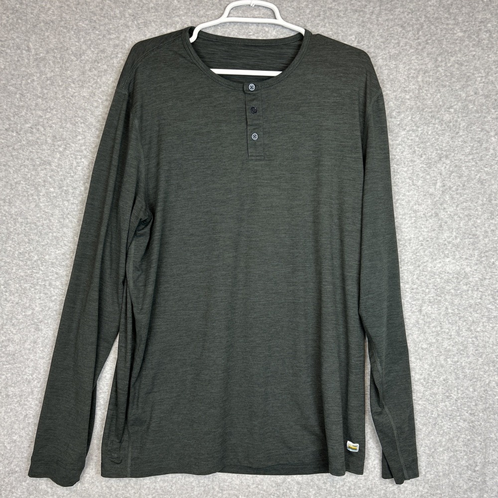Vuori Shirt Mens Size XL Long-Sleeve Ease Performance Henley Gray
